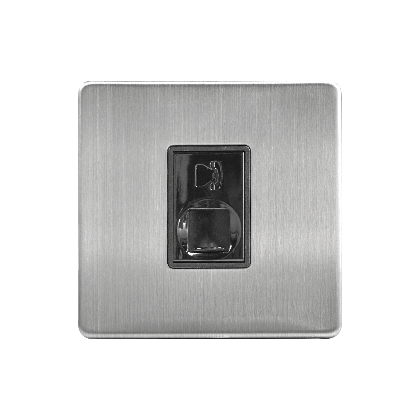 Caradok 1G RJ11 Telephone Point Brushed Chrome Grey Insert