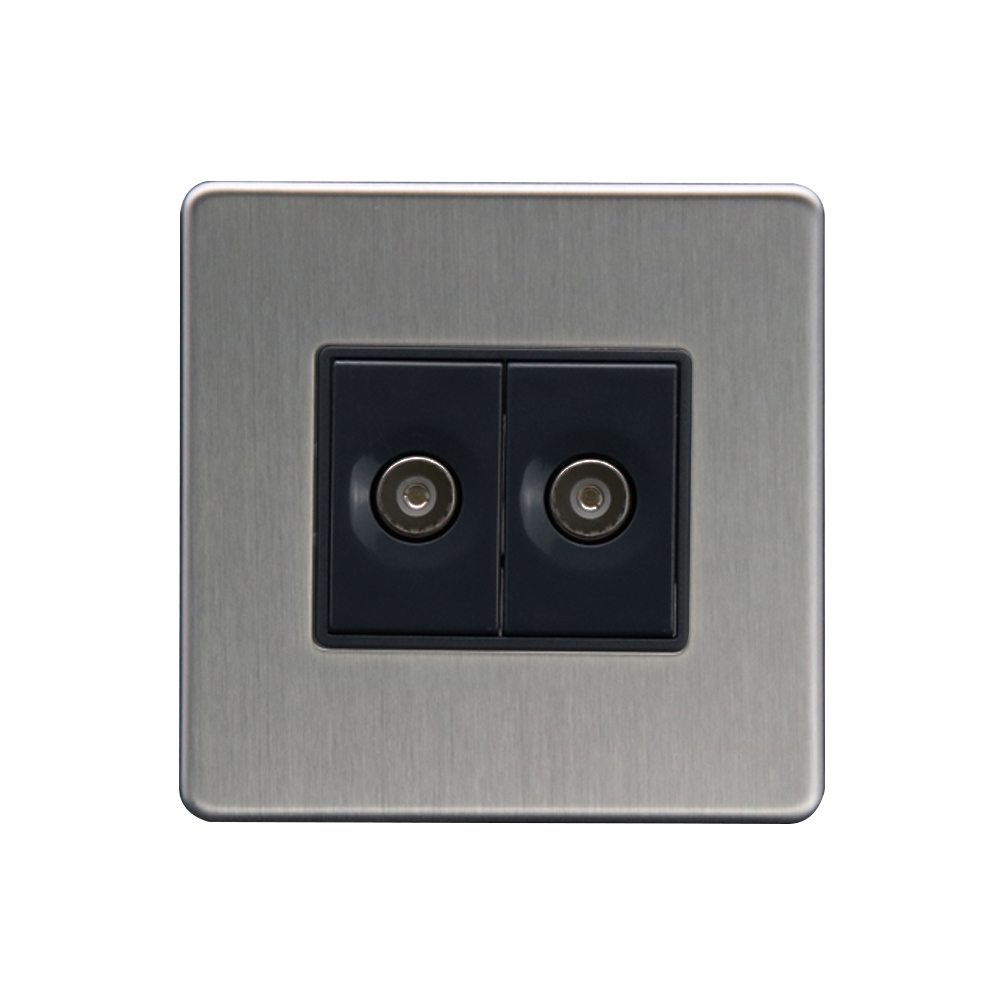 Caradok 2G Coax Socket Brushed Chrome