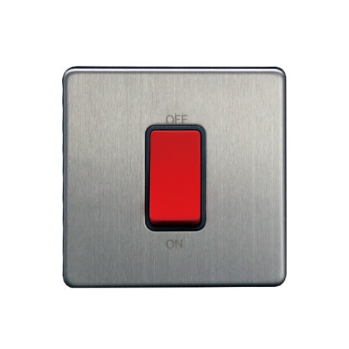 Caradok 1G 45A DP Switch Brushed Chrome Grey Insert