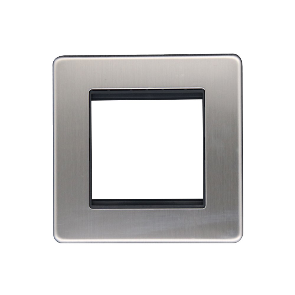 Caradok 1G 2 Module Data Plate Brushed Chrome - Black Insert