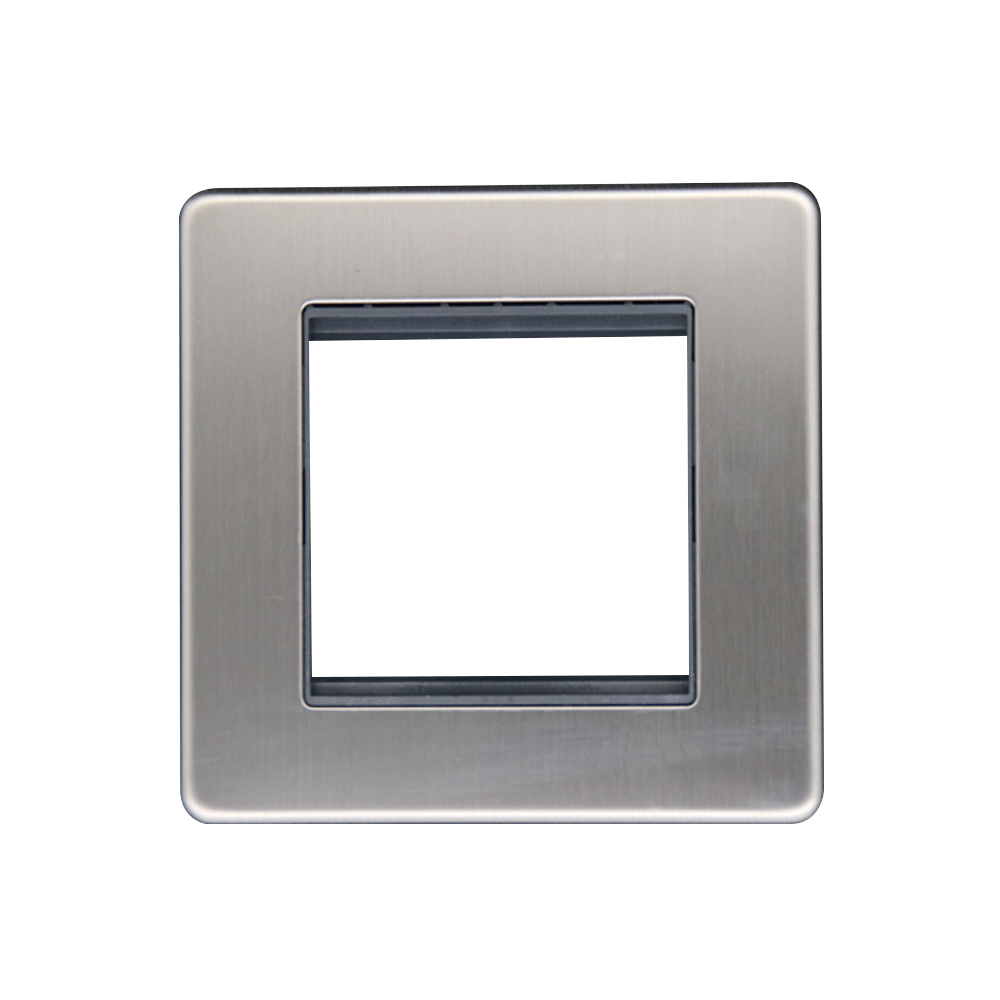Caradok 1G 2 Module Data Plate Brushed Chrome Grey Insert