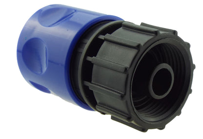 Hose Connector Blue with In-Line BSPM Valve and Geka Type Connector