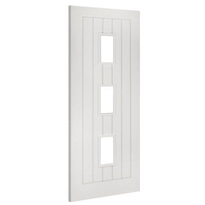 Ely White Primed 3 Glazed Light Panels Internal Fire Door FD30 - All Sizes