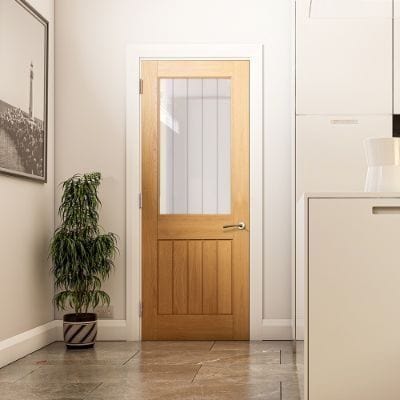 Ely Oak Prefinished 1 Glazed Half Light Panel Internal Door - All Sizes