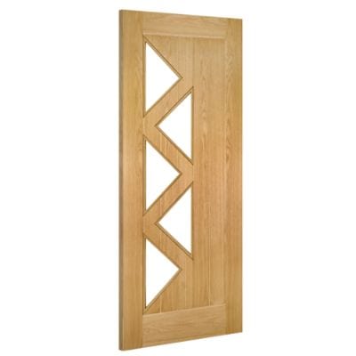 Ely Oak Prefinished 5 Glazed Light Panels Internal Door - All Sizes