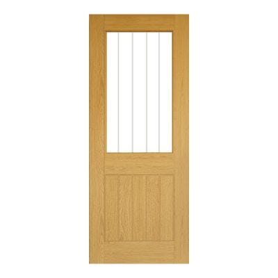Ely Oak Unfinished 1 Half Glazed Light Panel Internal Door - All Sizes