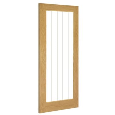 Ely Oak Unfinished 1 Glazed Light Panel Internal Door - All Sizes