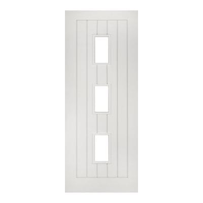 Ely White Primed 3 Glazed Light Panels Internal Fire Door FD30 - All Sizes