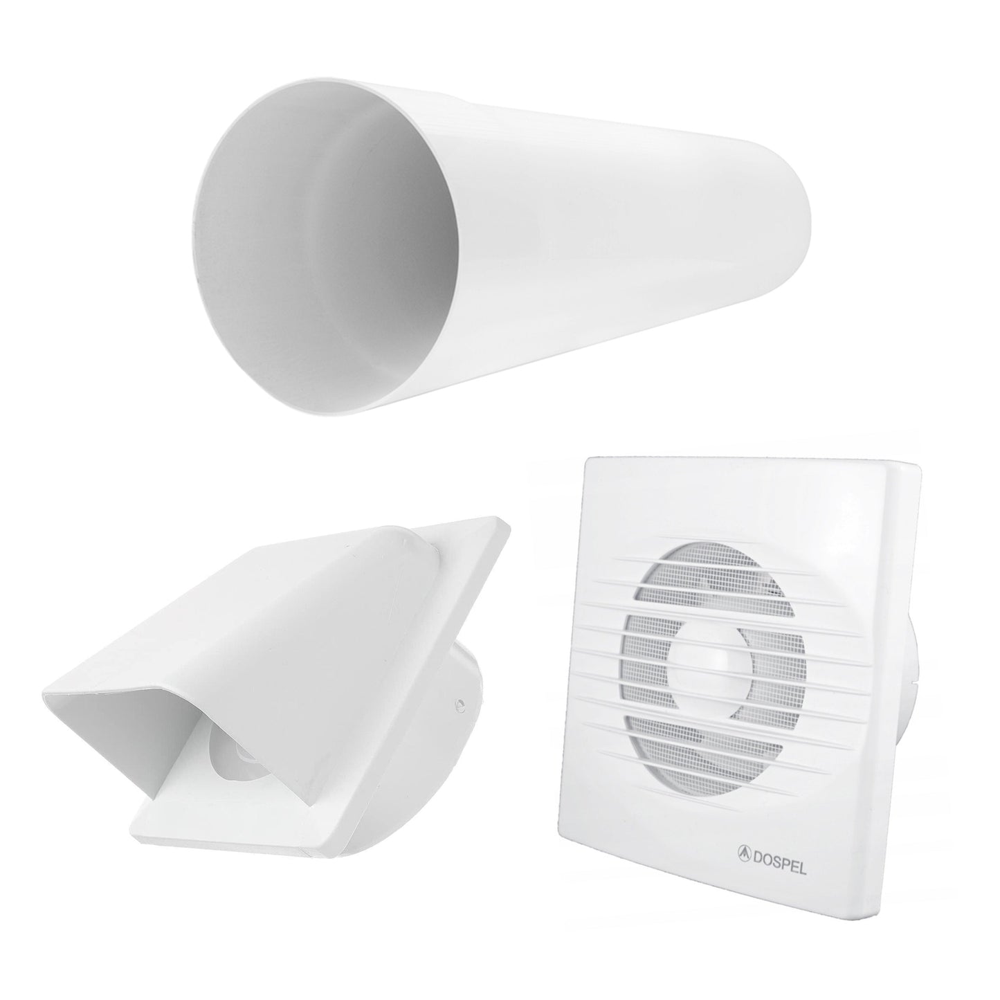 Through Wall Ventilation Kit RICO Standard Fan with White External Vent
