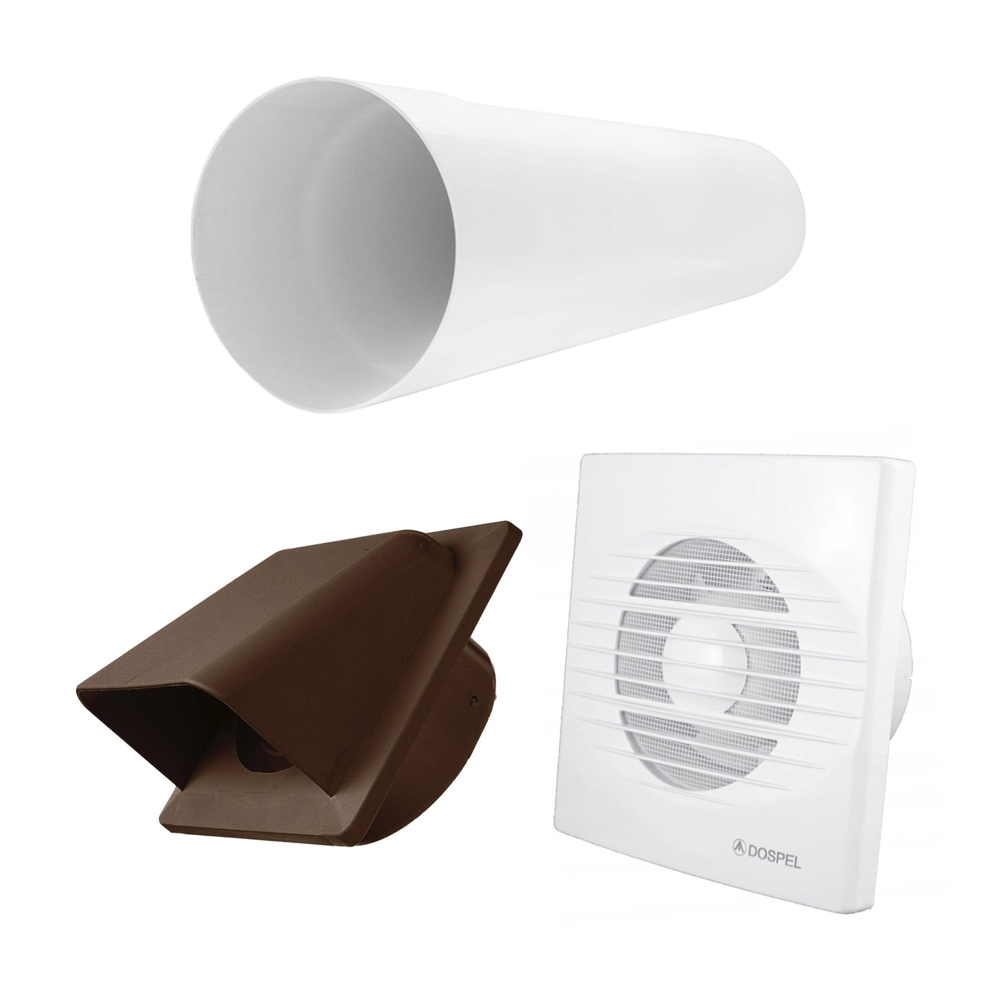 Through Wall Ventilation Kit RICO Timer Switch Fan with Brown External Vent