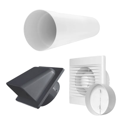 Through Wall Ventilation Kit - STYL Fan with Timer/Humidistat and Graphite External Vent