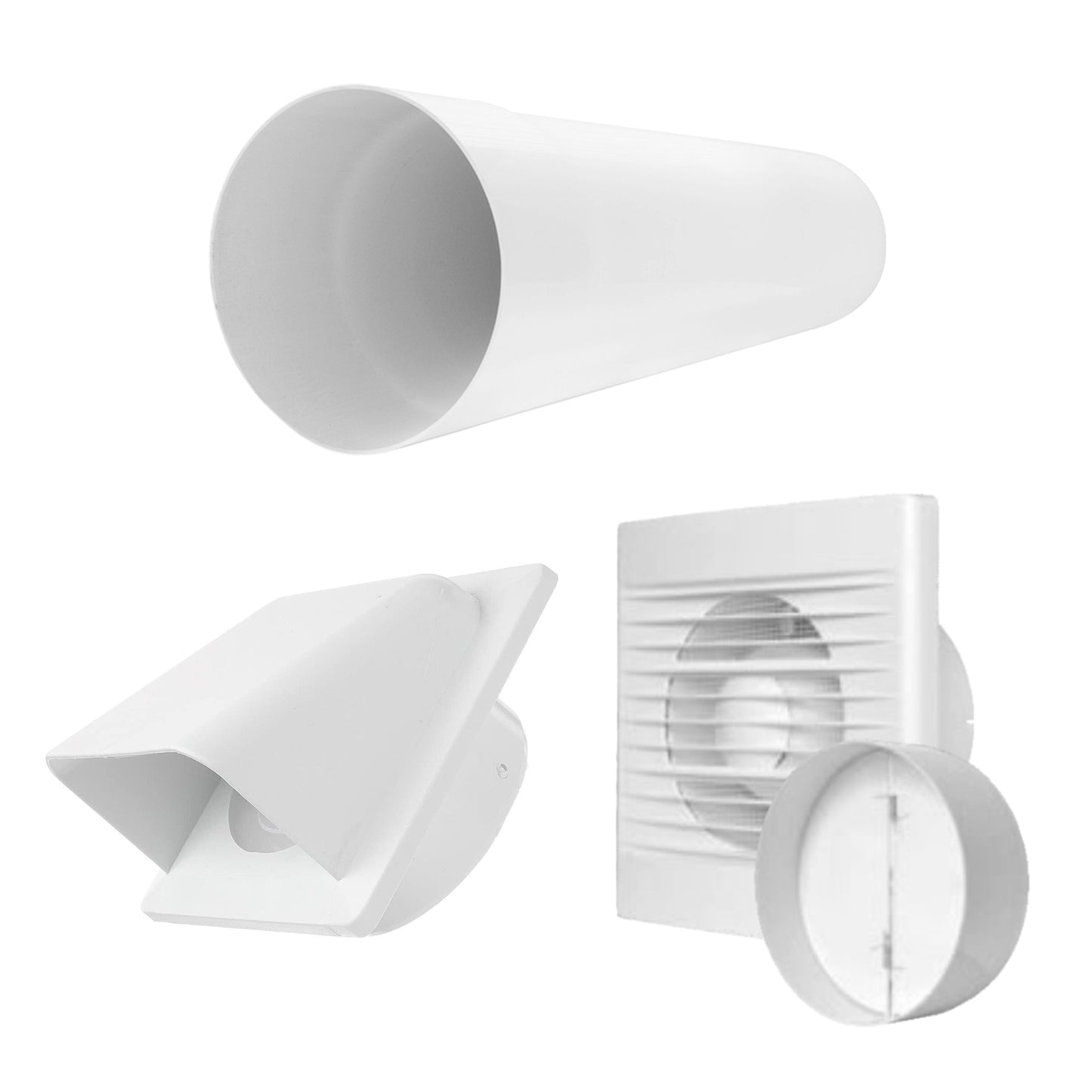 Through Wall Ventilation Kit - STYL Fan with Timer and White External Vent
