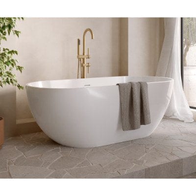 Fira Stone Freestanding Bath Gloss White (No Tap Hole) - All Sizes