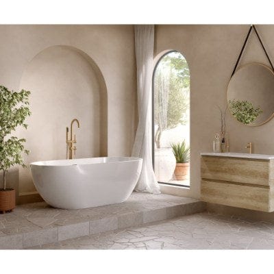 Fira Stone Freestanding Bath Gloss White (No Tap Hole) - All Sizes