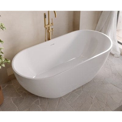 Fira Stone Freestanding Bath Gloss White (No Tap Hole) - All Sizes