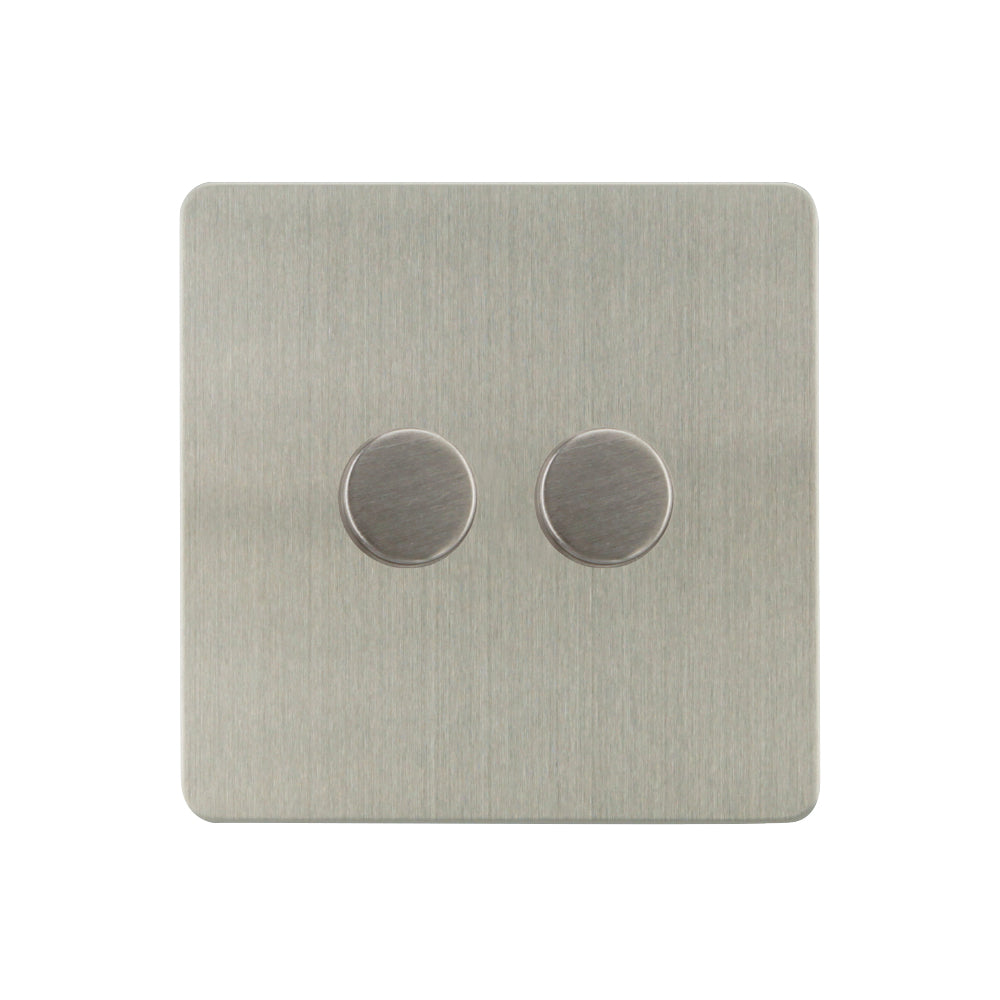 Caradok - The Ultra Flat - Brushed Chrome - FN148IUD - 2G Intelligent Universal Dimmer Switch Brushed Chrome (2 X 200W)