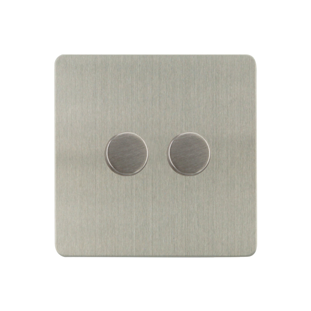Caradok - The Ultra Flat - Brushed Chrome - FN153D - 500W 2G 2Way Incandescent Dimmer Brushed Chrome