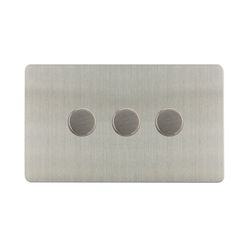 Caradok - The Ultra Flat - Brushed Chrome - FN155D - 500W 3G 2Way Incandescent Dimmer Brushed Chrome