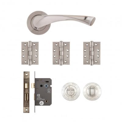 Fortuna Satin Finish Bathroom Door Handle Kit