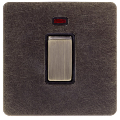 Caradok Screwless Antique Brass 20A Double Pole Switch - 1 Gang - The Georgian