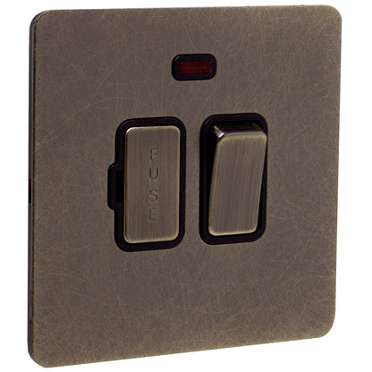 Caradok Screwless Antique Brass Switched 13a Fused Spur - 1 Gang - The Georgian