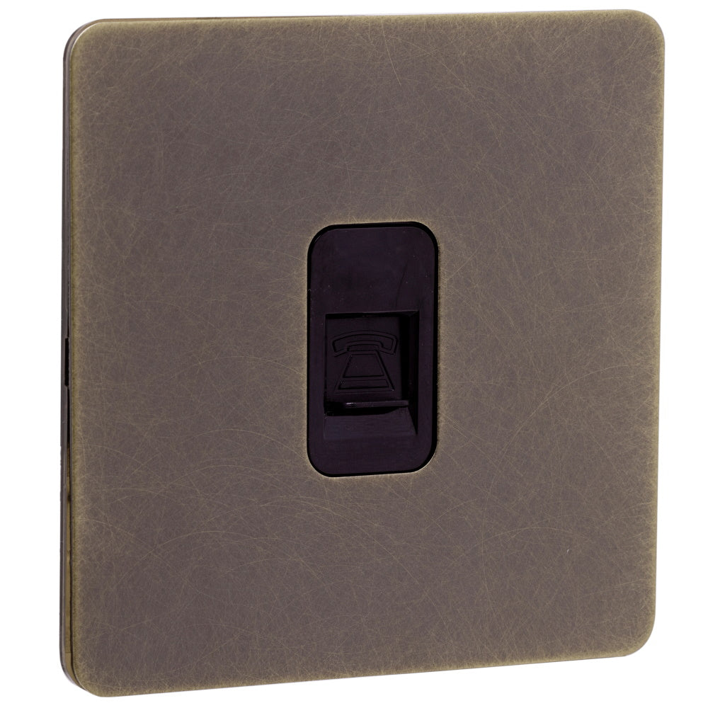 Caradok Screwless Antique Brass Telephone Socket - 1 Gang - The Georgian