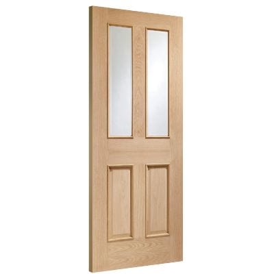 Malton With Raised Mouldings Internal Oak Door with Clear Bevelled Glass - All Sizes
