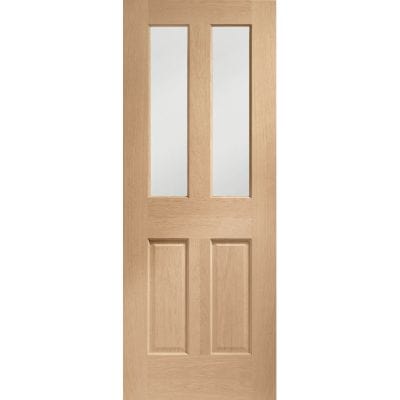 Malton Pre Finished Internal Oak Door with Clear Bevelled Glass - All Sizes