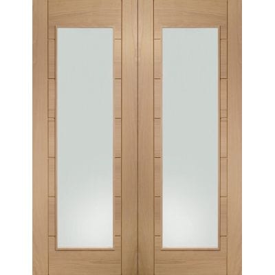 Palermo Internal Oak Rebated Door Pair with Clear Glass