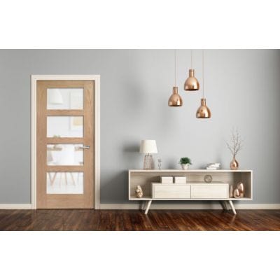 Shaker 4 Light Internal Oak Door with Obscure Glass