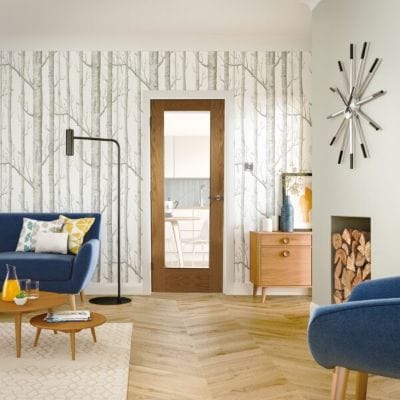 Pattern 10 Unfinished Internal Oak Door with Clear Glass
