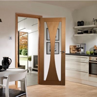 Verona Pre-Finished Internal Oak Door with Clear Glass