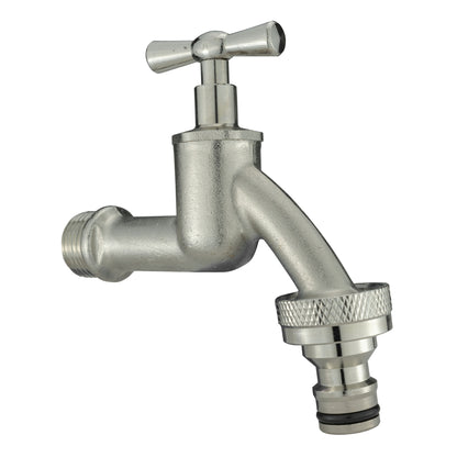 Wall Flange Kit 20mm MDPE + Bib Nickle Tap & Snap On