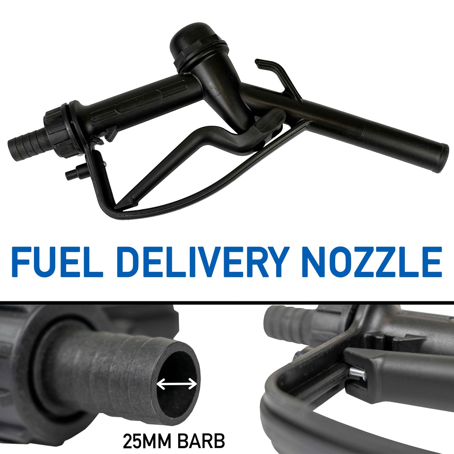 Fuel Gun Black 1" Barb Inlet - 25mm Outlet