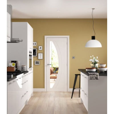 Salerno Internal White Primed Door with Clear Glass - All Sizes