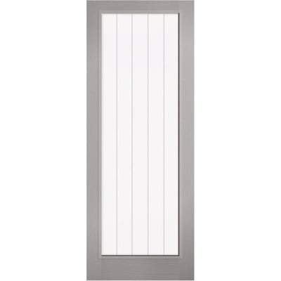 Moulded Textured Vertical Grey Pre-Finished 1 Glazed Clear With Frosted Lines Light Panel - 1981mm x 838mm