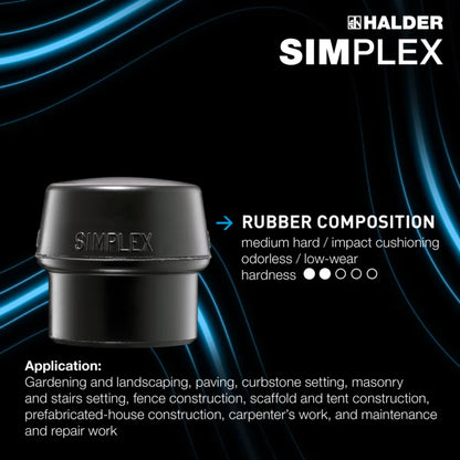 Halder Simplex soft-face mallet, cast iron housing - Rubber Composition / Superplastic