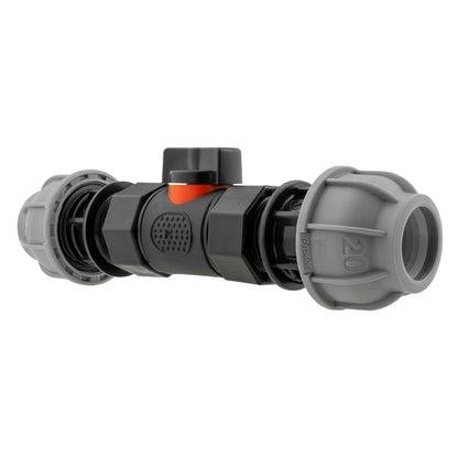 In-Line BSPF Valve with 2 x 20mm MDPE Straight Connectors