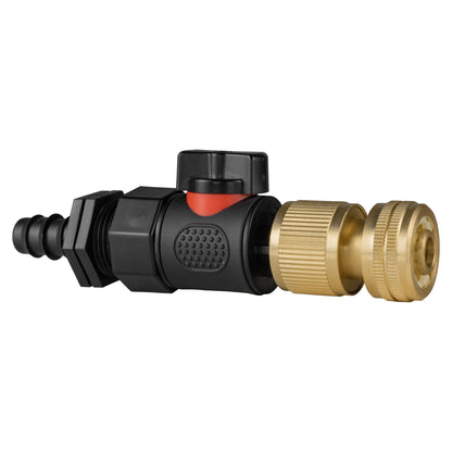 16mm Barbed Straight with BSPF-Quick Connect Valve & Hose Connector Brass