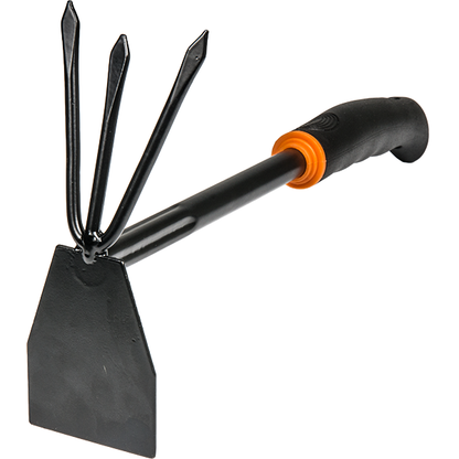Garden Hoe Garden Rake 2 in 1 Gardening Tools, 3 Prong Garden Fork for Garden Soil, Hand Hoe Hand Rake Cultivator Garden Tool, Soil Rake & Mattock Gardening Tool