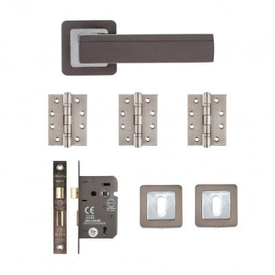 Hadrian Matt Satin Black Finish Mortice Door Handle Kit