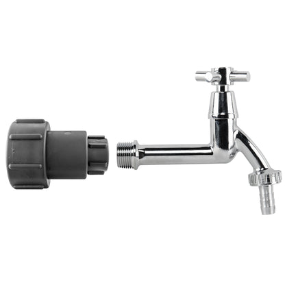 IBC 2" S60X6 - 1/2" BSP Extender Adaptor with Extended Brass Chrome Tap 1/2" Barb
