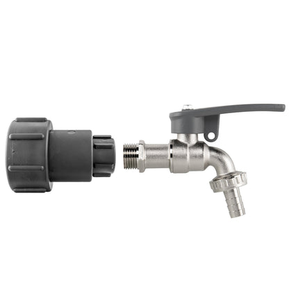 IBC 2" S60X6 - 1/2" BSP Extender Adaptor with Lever Tap with Hose Barb and Side Lock