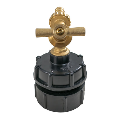 IBC 2” BSPF – S60X6 Cap with S60X6 – ½” BSPF Cap and Brass Bib Tap 1/2” Barb