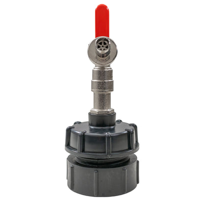 IBC 2” BSPF – S60X6 Cap with S60X6 – ½” BSPF Cap and Lever Tap ½” Barb