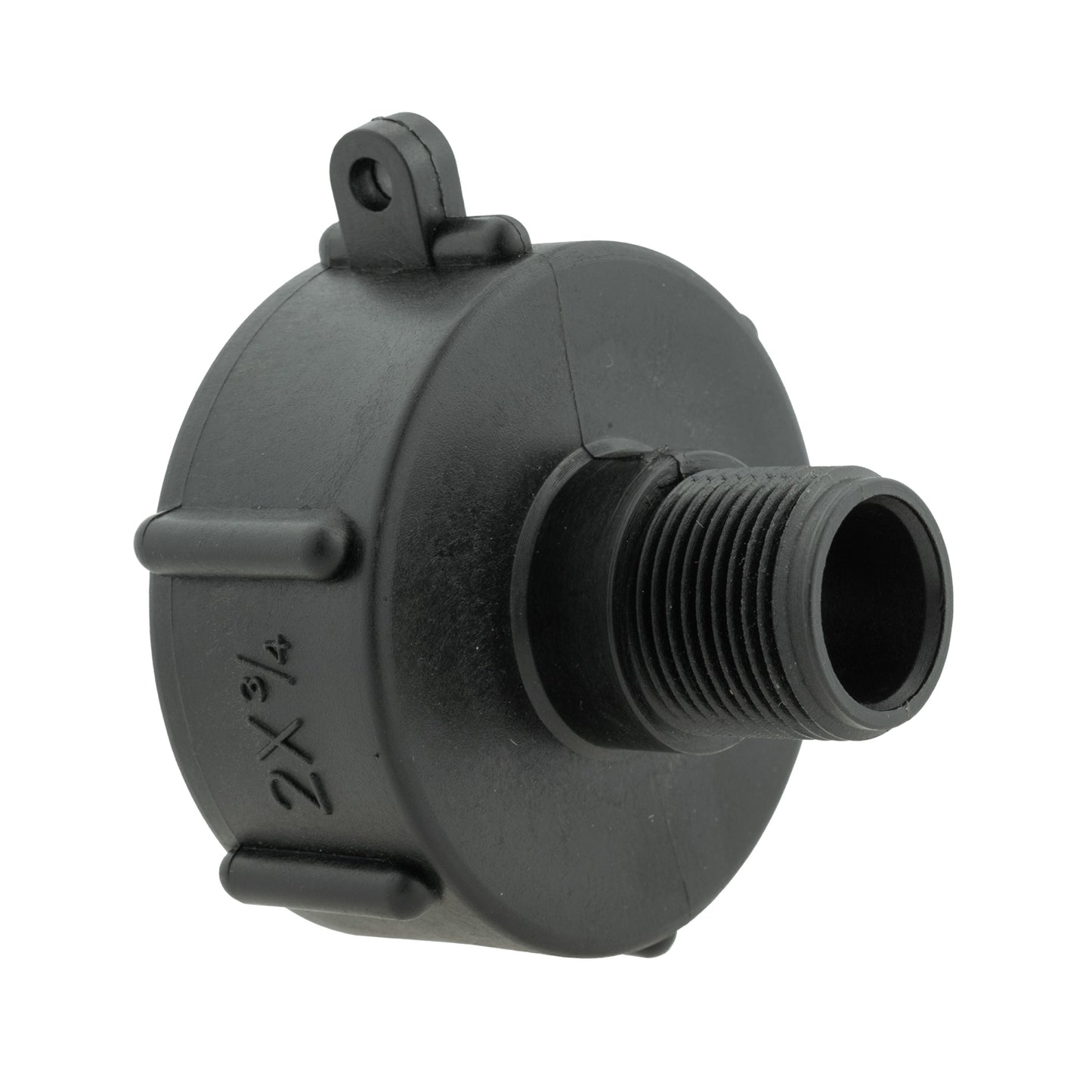 IBC 2” S60X6 Cap with BSPF Thread-Quick Connect Male Valve and Hose Connector Black
