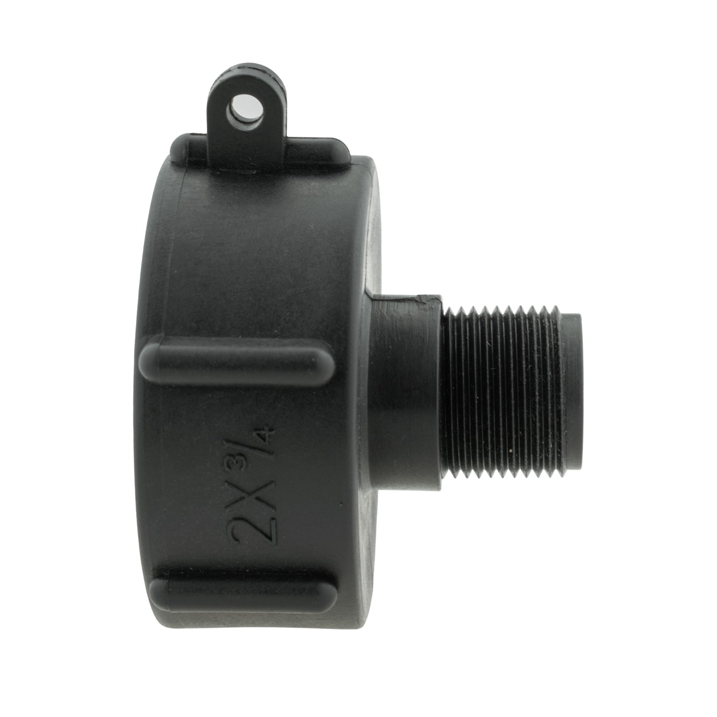 IBC 2” S60X6 Cap with BSPF Thread-Quick Connect Male Valve and Hose Connector Black
