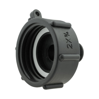 IBC 2” S60X6 Cap with BSPF Thread-Quick Connect Male Valve and Hose Connector Black