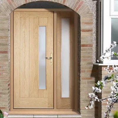 Newbury Oak Unfinished External Door w/ 1 Frosted Double Glazed Light Panel - All Sizes