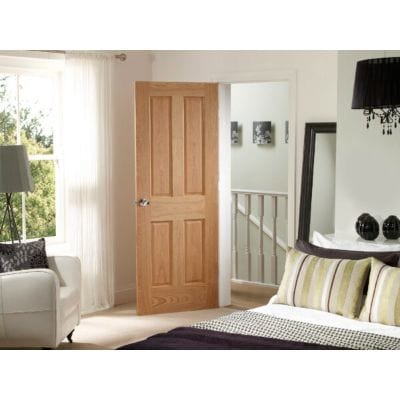 Victorian 4 Panel Pre-Finished Internal Oak Fire Door